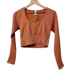 Aerie Offline Seamless Long Sleeve Crop Top Shirt Size Large